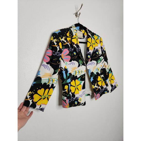Vintage Cache Alberto Makali Blazer Floral Flowers Office Core 90s Blouse Top - Picture 2 of 7